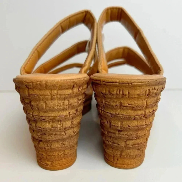 Mariella cork wedges sandals, heeled, 9, open toe,  brown Beach Pool Resort NEW - Picture 6 of 9